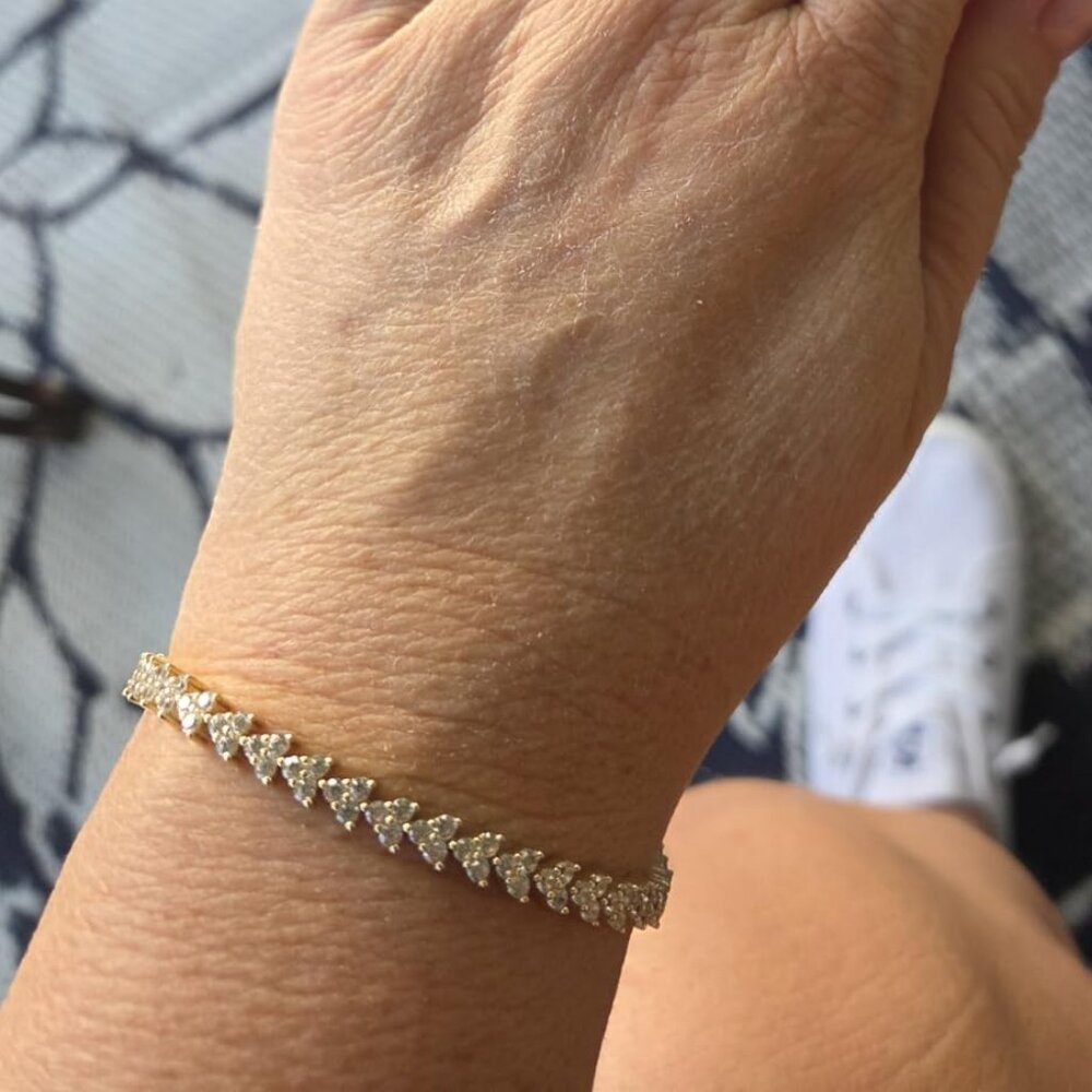 Neiman Marcus 14k Gold Pated Trillion CZ Reverie Lock Bracelet